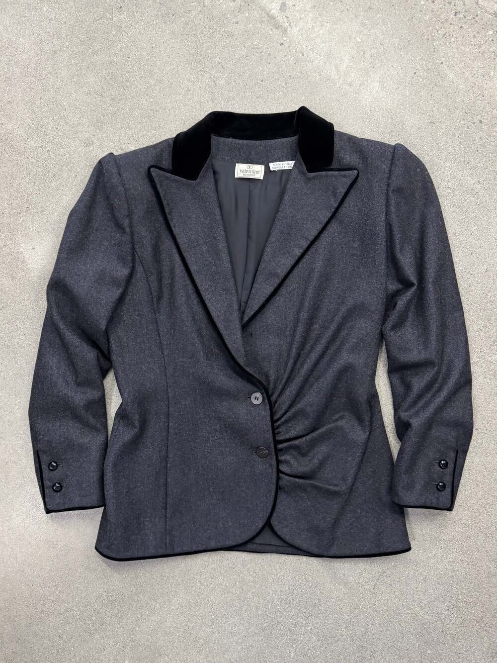 Vintage Valentino Boutique Velvet-Trimmed Blazer - M